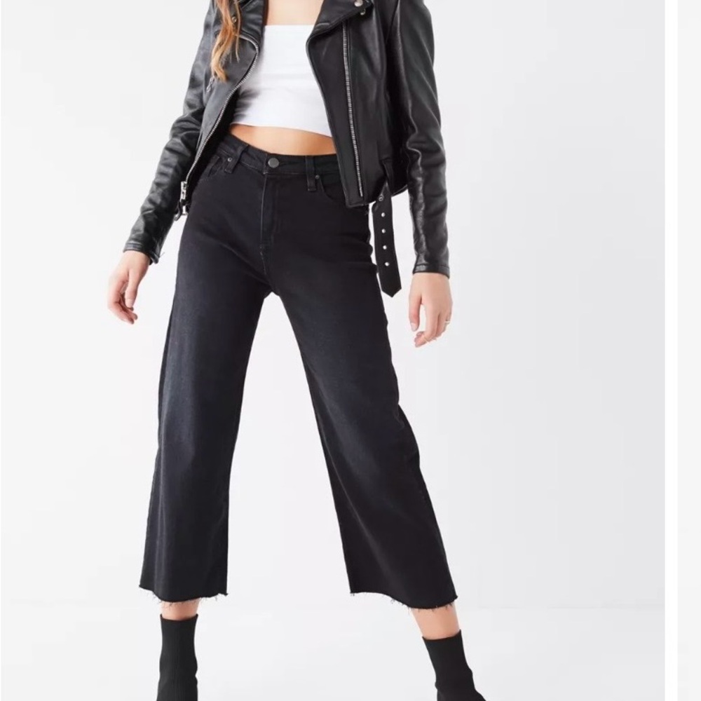 Urban Outfitters BDG Cropped Denim Culotte Washed Black Jeans Pants 26